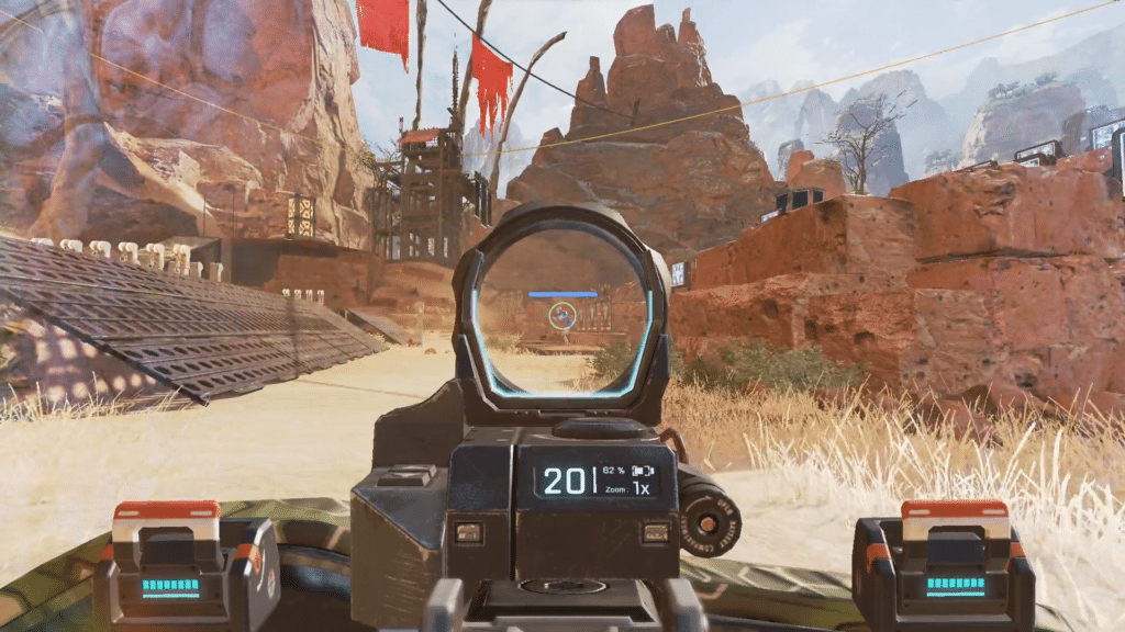 Apex Legends Gibraltar crouching done while shooting at an bot