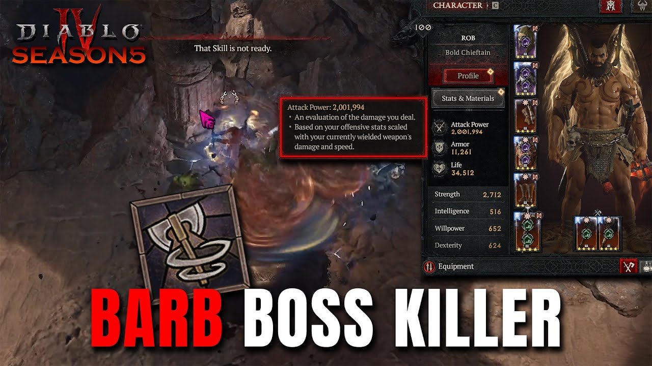 Rob2628: WHIRLWIND IS A CRAZY BOSS KILLER?! Barb Build Guide for Season 5 Diablo 4